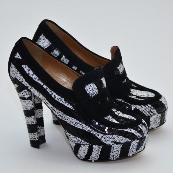 NIB $750 Viktor & Rolf runway zebra sequins shoes. IT 37 US 6 - Picture 5 of 10